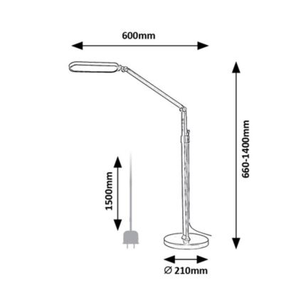 Rabalux - LED Stmívatelná dotyková stojací lampa LED/13W/230V 3000-6000K černá