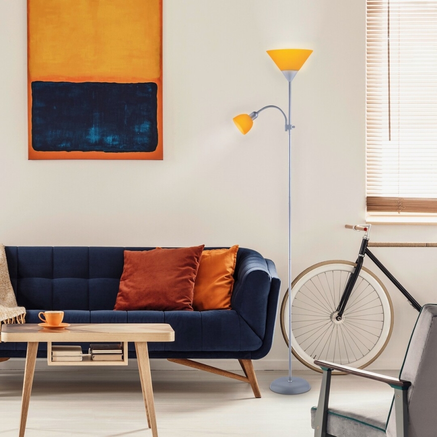 Rabalux - Stojací lampa 1xE27/100W+E14/25W šedá/oranžová