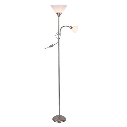 Rabalux - Stojací lampa ACTION 1xE27/100W/230V + 1xE14/25W matný chrom/bílá