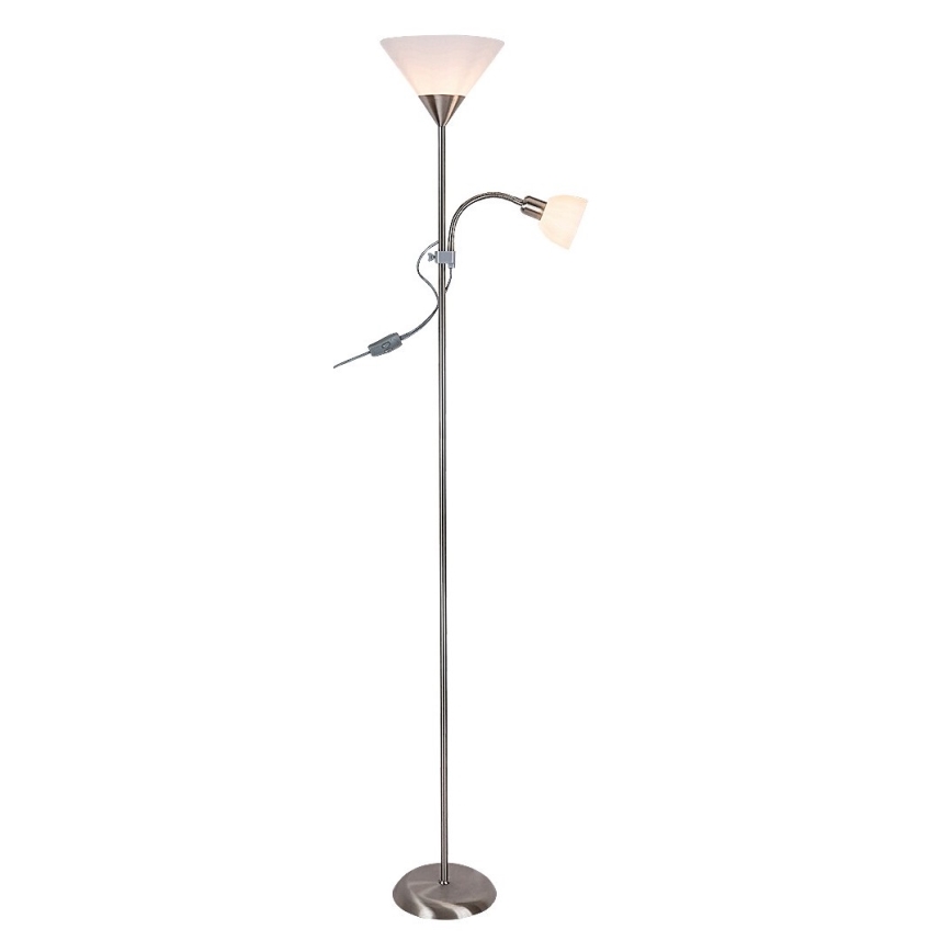 Rabalux - Stojací lampa ACTION 1xE27/100W/230V + 1xE14/25W matný chrom/bílá