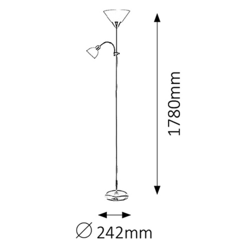 Rabalux - Stojací lampa ACTION 1xE27/100W/230V + 1xE14/25W matný chrom/bílá