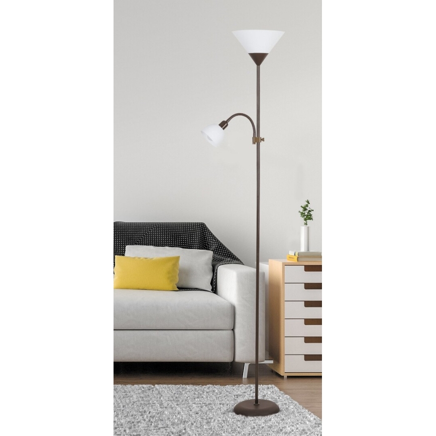 Rabalux 4188 - Stojací lampa ACTION 1xE27/100W+1xE14/25W/230V hnědá