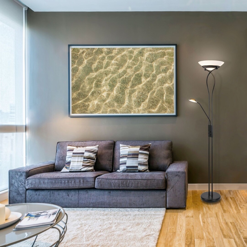 Rabalux 4554 - Stojací lampa GAMMA TREND 2XE27/15W+1XG9/40W/230V černá