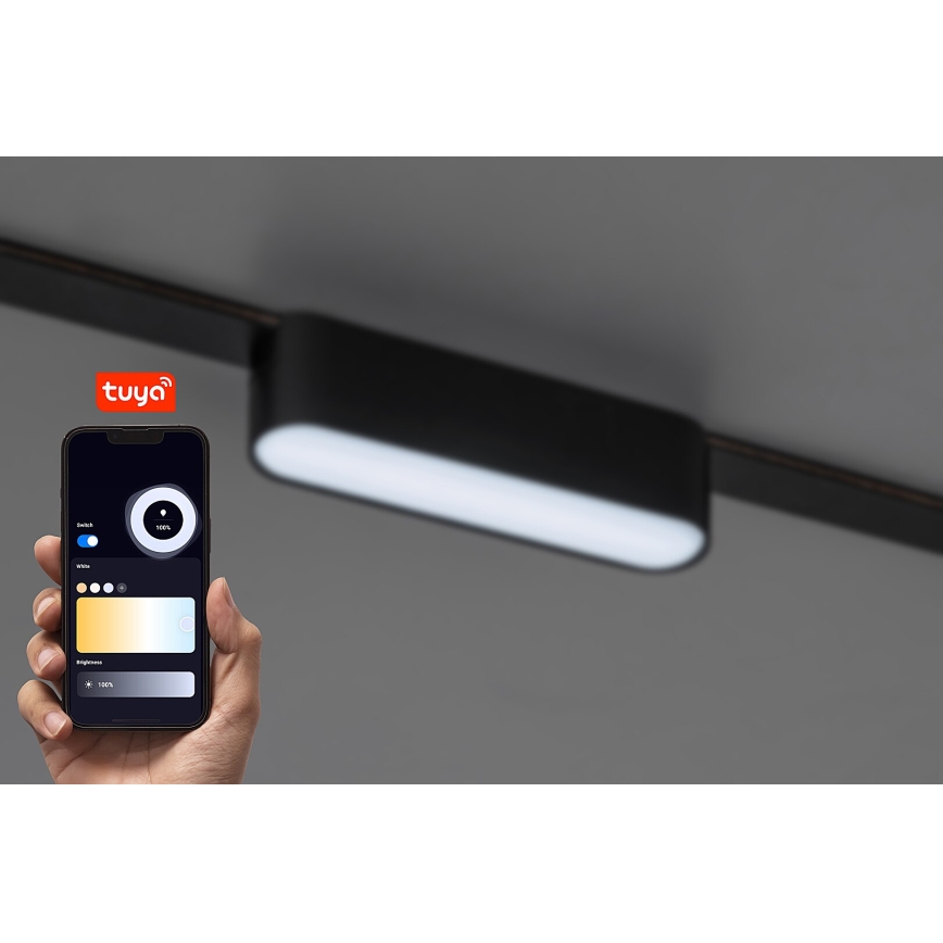 Rabalux - LED Stmívatelné stropní svítidlo do 1-fázového lištového systému LED/6W/24V 2700-5500K Wi-Fi Tuya 11,5 cm černá