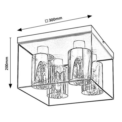 Rabalux - Stropní svítidlo 4xE27/25W/230V