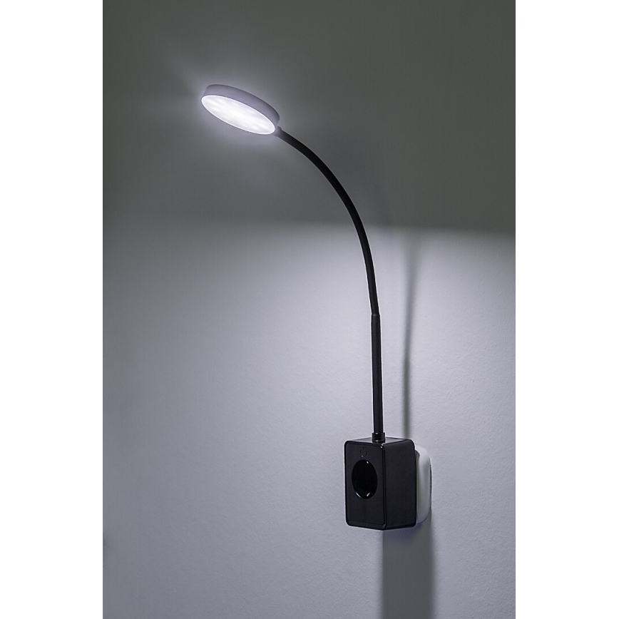 Rabalux - LED Stmívatelná nástěnná lampa LED/4W/230V s USB portem do zásuvky černá