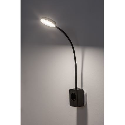 Rabalux - LED Stmívatelná nástěnná lampa LED/4W/230V s USB portem do zásuvky černá