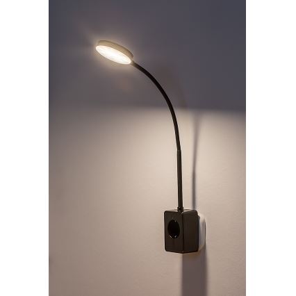 Rabalux - LED Stmívatelná nástěnná lampa LED/4W/230V s USB portem do zásuvky černá