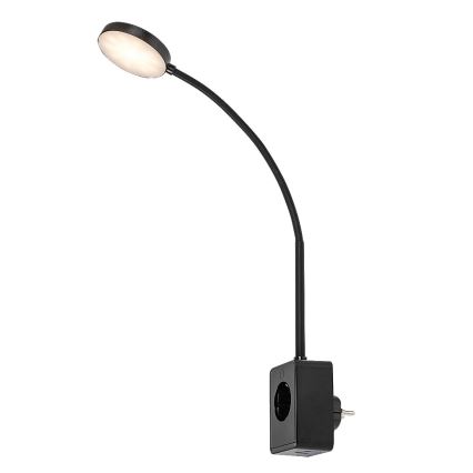 Rabalux - LED Stmívatelná nástěnná lampa LED/4W/230V s USB portem do zásuvky černá