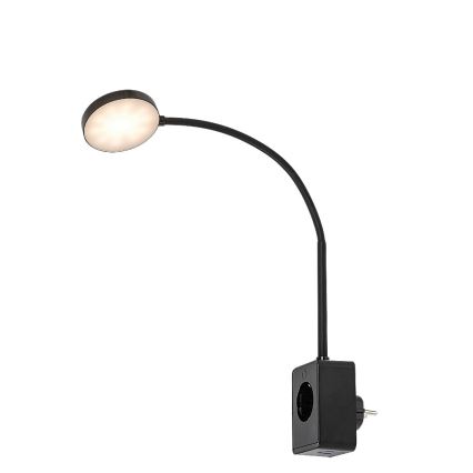 Rabalux - LED Stmívatelná nástěnná lampa LED/4W/230V s USB portem do zásuvky černá