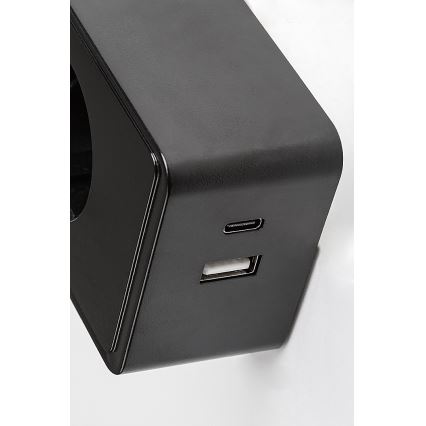 Rabalux - LED Stmívatelná nástěnná lampa LED/4W/230V s USB portem do zásuvky černá