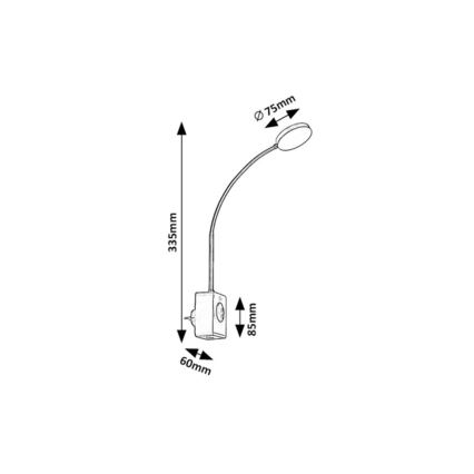 Rabalux - LED Stmívatelná nástěnná lampa LED/4W/230V s USB portem do zásuvky černá
