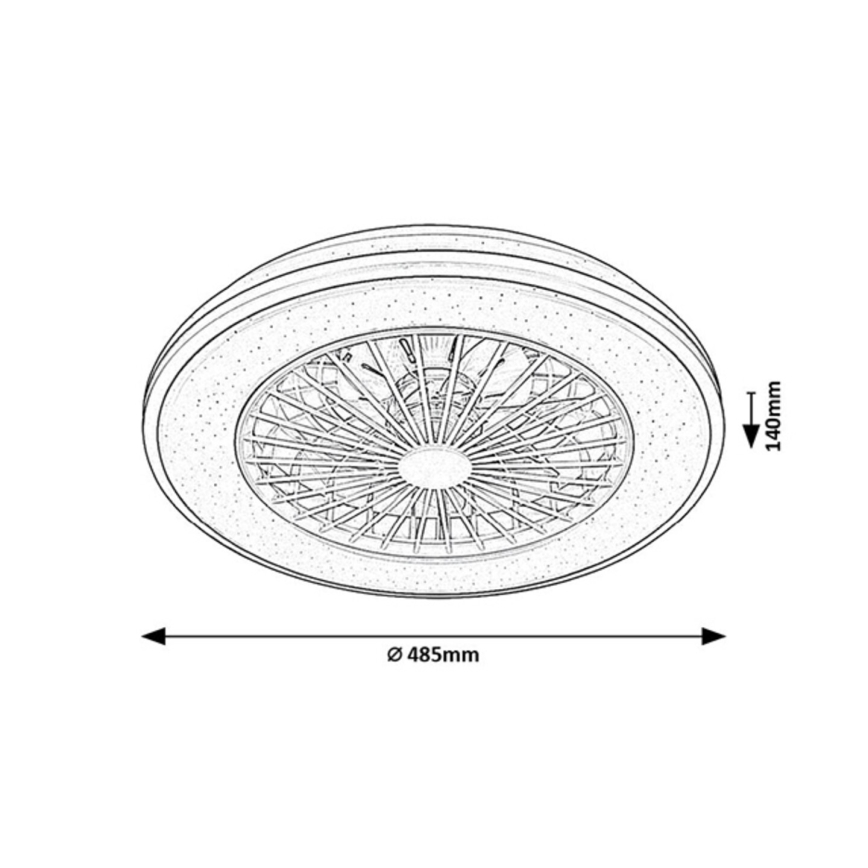 Rabalux - LED Stmívatelné stropní svítidlo s ventilátorem LED/48W/230V 3000-6500K + dálkové ovládání