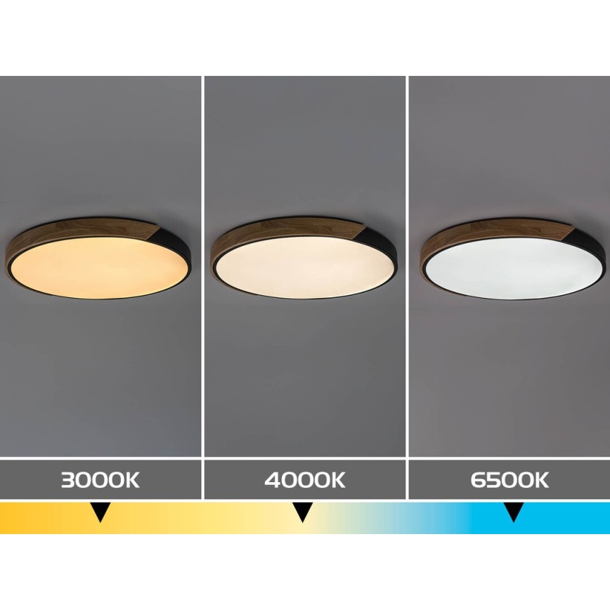 Rabalux - LED Stropní svítidlo LED/42W/230V 3000/4000/6500K černá/dub pr. 41 cm