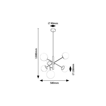Rabalux - Lustr na lanku 6xE14/20W/230V
