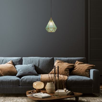 Rabalux - Tiffany vitrážový lustr na lanku 1xE14/40W/230V modrá/zlatá