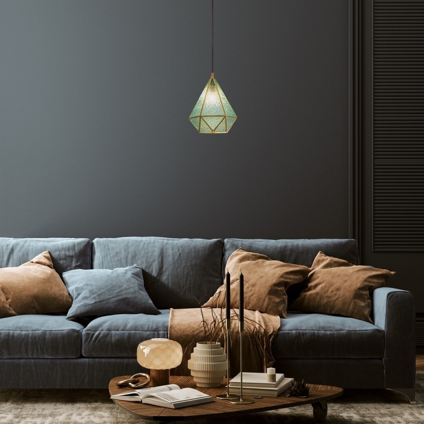 Rabalux - Tiffany vitrážový lustr na lanku 1xE14/40W/230V modrá/zlatá