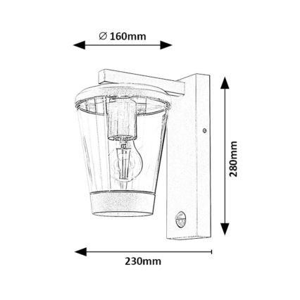 Rabalux - Venkovní nástěnná lampa se senzorem 1xE27/40W/230V IP44