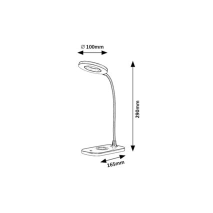 Rabalux - LED Stmívatelná dotyková stolní lampa s bezdrátovým nabíjením LED/5W/5V 2700-6000K černá