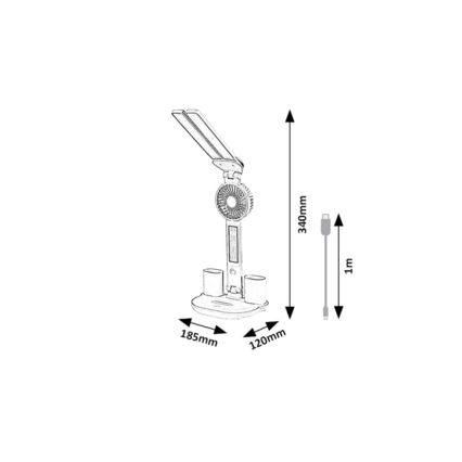 Rabalux - LED Stmívatelná stolní lampa s ventilátorem LED/7W/5V 3000/4000/6500K