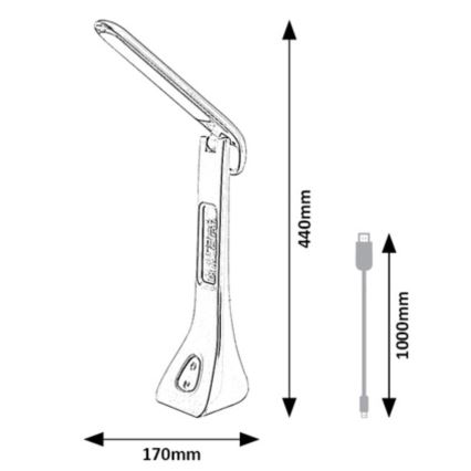 Rabalux - LED Stmívatelná stolní lampa s displejem LED/7W/5V 4000K bílá