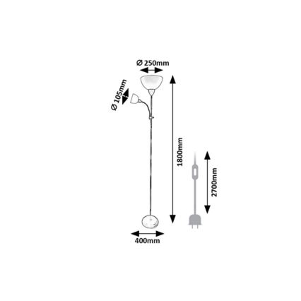 Rabalux - Stojací lampa 1xE27/60W/230V + 1xE14/25W černá