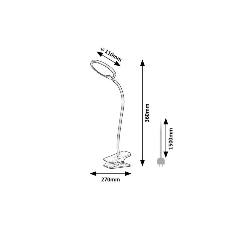 Rabalux - LED Stmívatelná stolní lampa s klipem LED/7W/230V 3000K