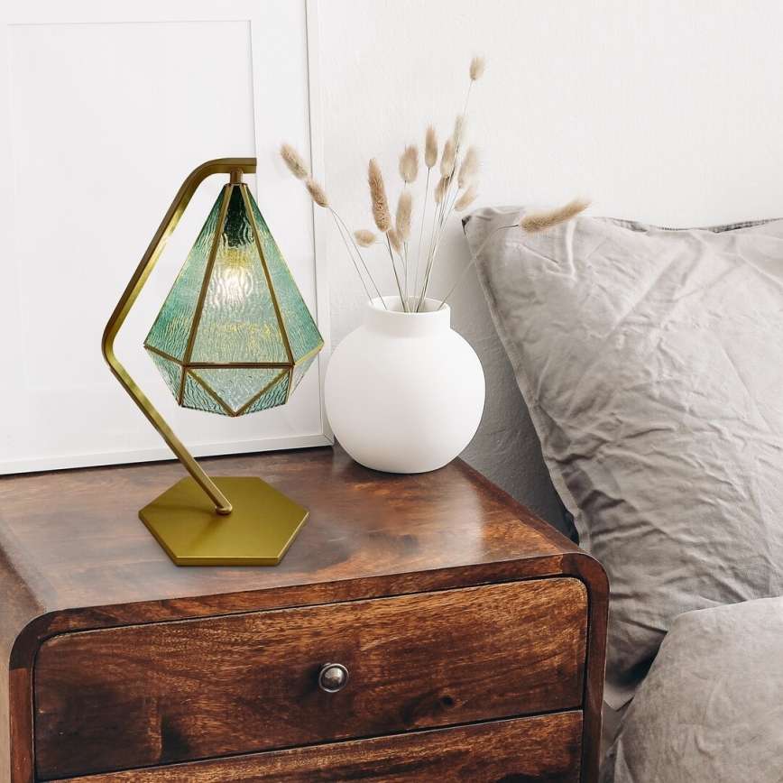 Rabalux - Tiffany vitrážová stolní lampa 1xE14/40W/230V zlatá/modrá