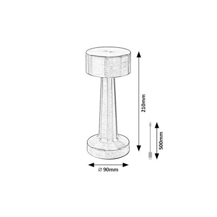 Rabalux - LED Nabíjecí dotyková stolní lampa LED/2,7W/5V 1200mAh 3000/4000/6000K matný chrom