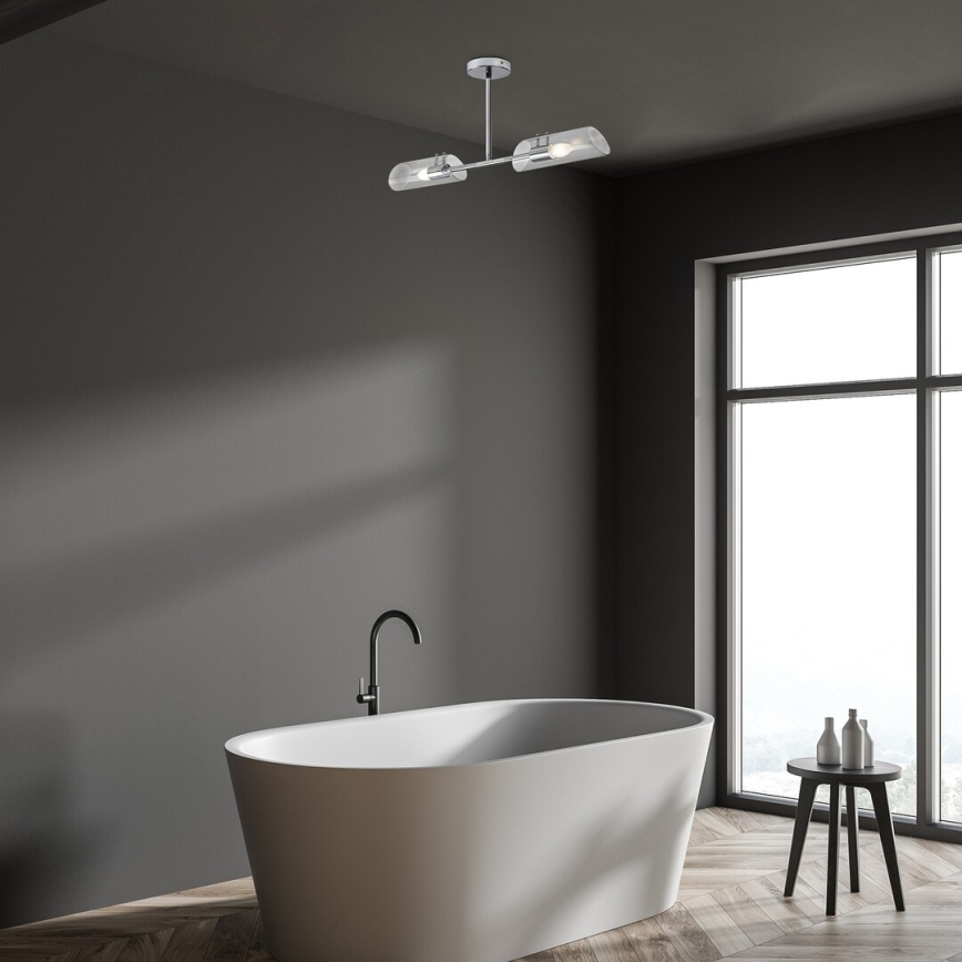 Rabalux - Koupelnový lustr na tyči 2xE14/12W/230V IP44 lesklý chrom