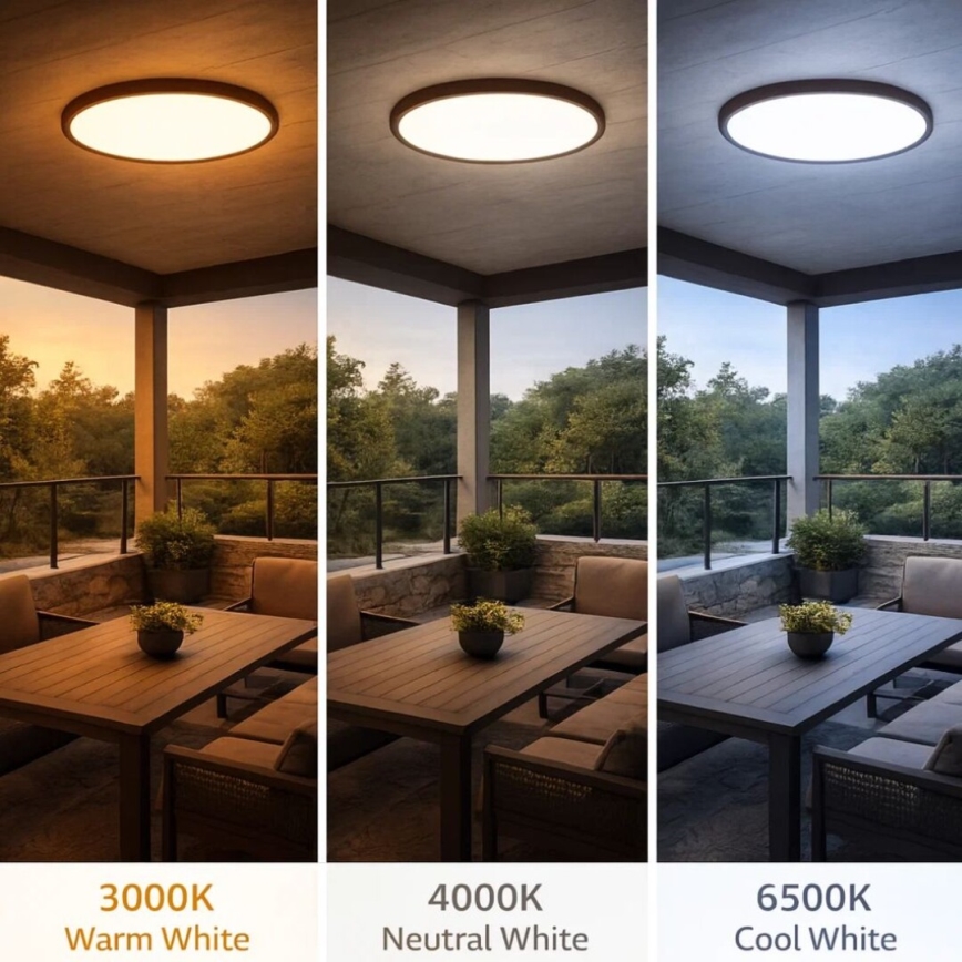 Rabalux - LED Koupelnové stropní svítidlo LED/24W/230V 3000/4000/6000K pr. 40 cm IP44 hnědá