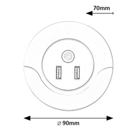 Rabalux - LED Noční světlo do zásuvky se senzorem 2xUSB LED/13,9W/230V 3000K