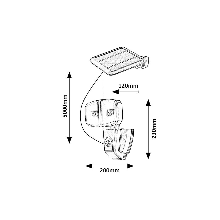 Rabalux - LED Solární reflektor se senzorem LED/12W/3,7V IP44