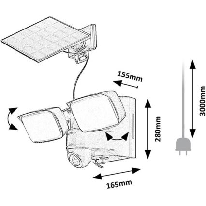 Rabalux - LED Solární nástěnné svítidlo se senzorem 2xLED/5W/3,7V IP54 černá