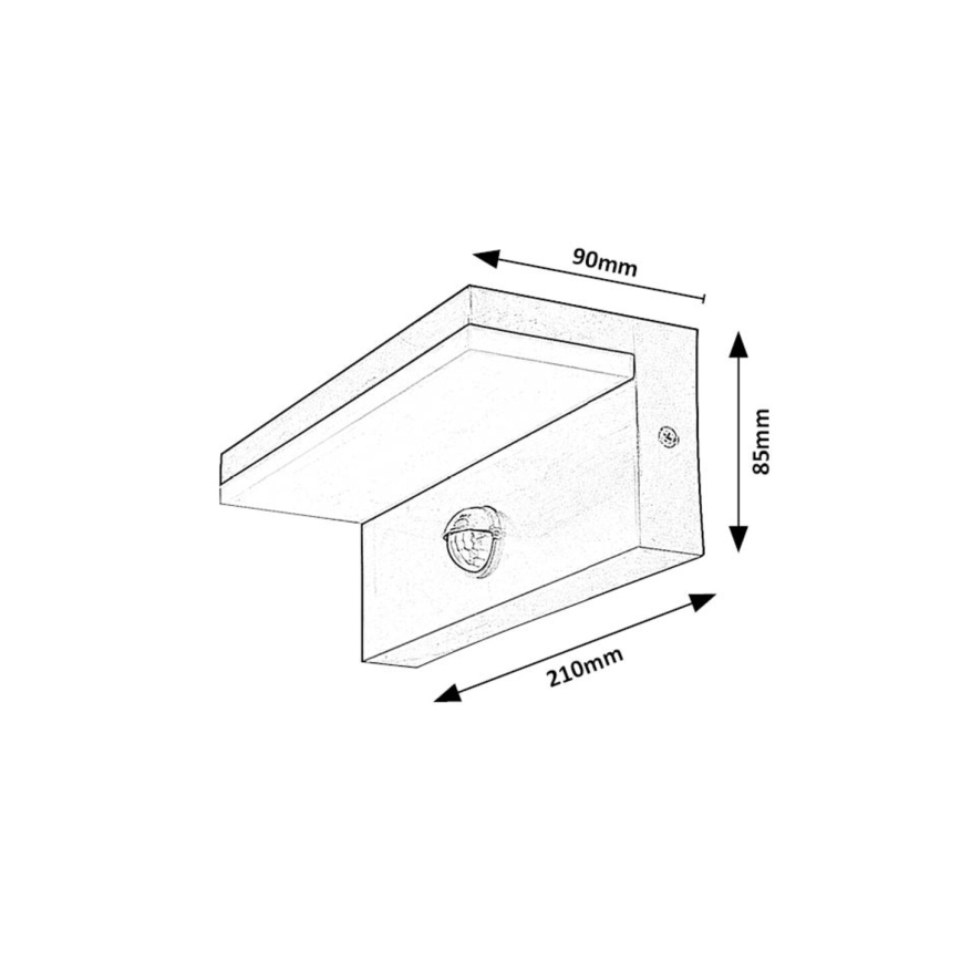 Rabalux - LED Venkovní nástěnné svítidlo se senzorem LED/9W/230V 2700/4000/6500K IP54 černá