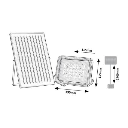 Rabalux - LED Solární reflektor LED/6,5W/3,2V 3000/4000/6500K 1000mAh IP65