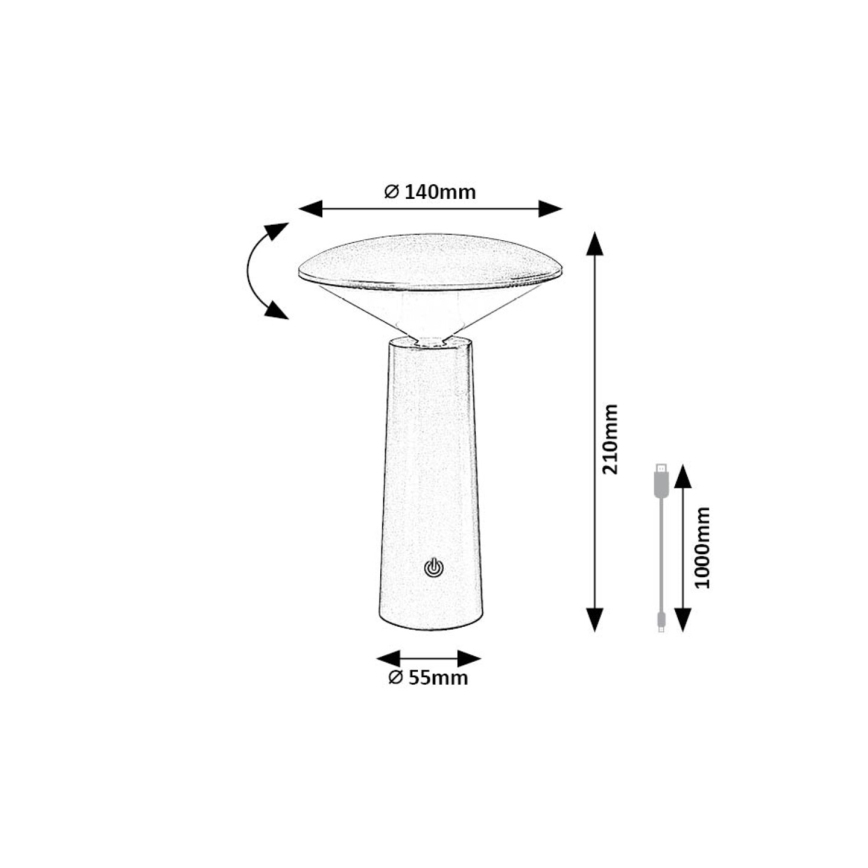 Rabalux - LED Stmívatelná nabíjecí dotyková stolní lampa POLPERRO LED/3W/3,7V 1200mAh bílá