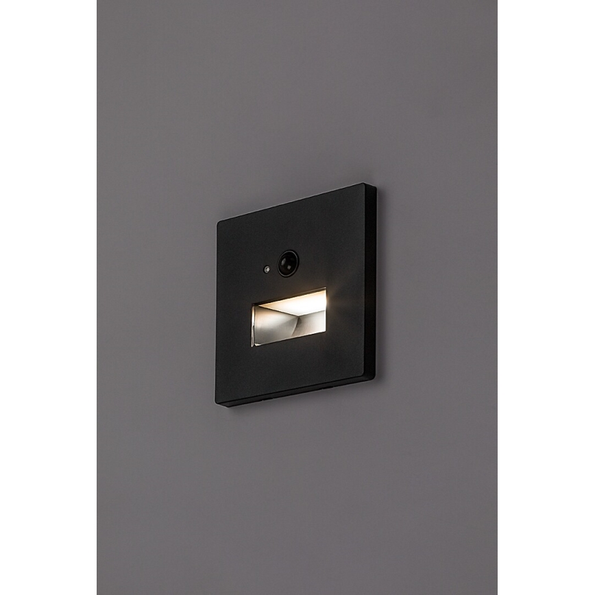 Rabalux - LED Schodišťové svítidlo se senzorem pohybu a soumraku LED/1W/230V 3000/4500/6500K černá