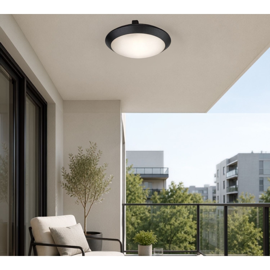Rabalux - Venkovní stropní svítidlo se senzorem pohybu 1xE27/9W/230V IP65 pr. 30 cm černá