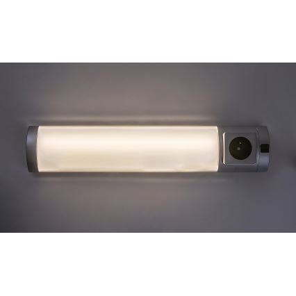 Rabalux - LED Podlinkové svítidlo se zásuvkou LED/5W/230V 4000K 45 cm stříbrná