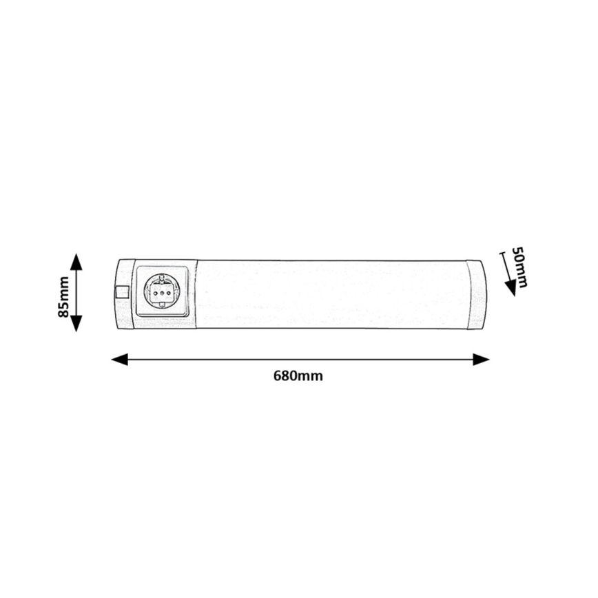 Rabalux - LED Podlinkové svítidlo se zásuvkou LED/8W/230V 4000K 68 cm matný chrom