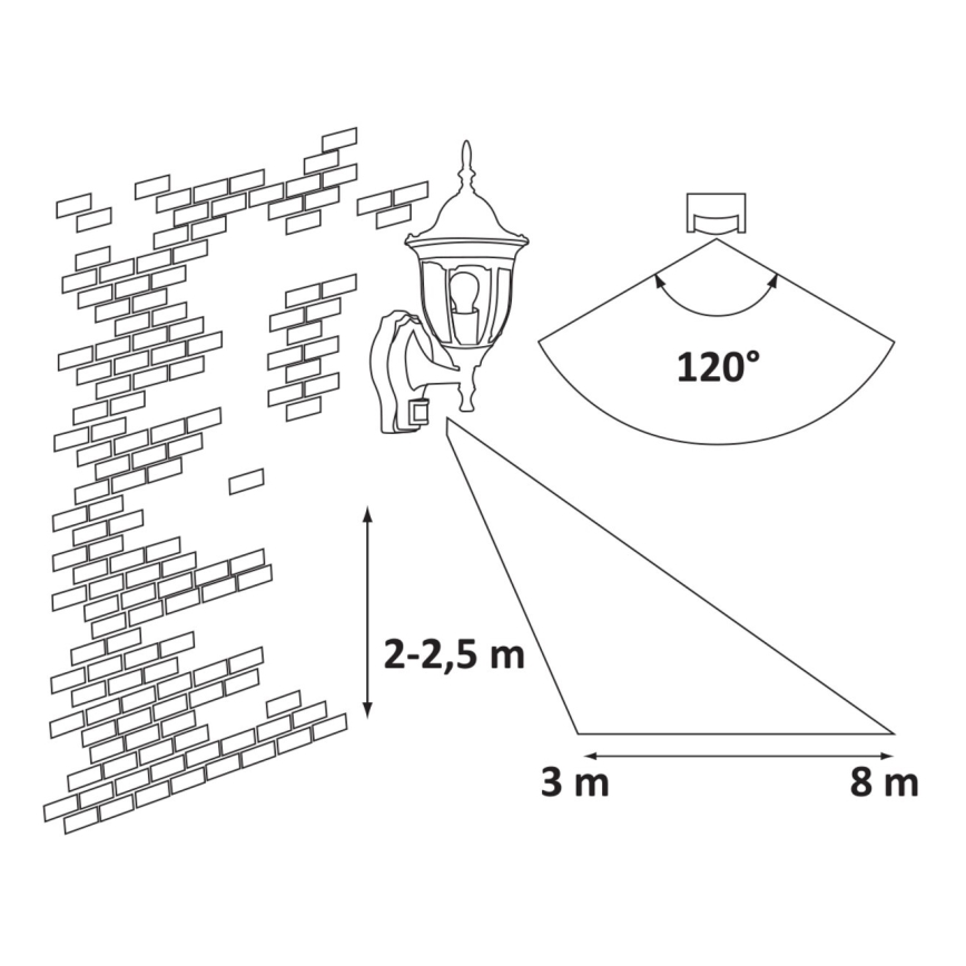 Rabalux - Venkovní nástěnné svítidlo se senzorem 1xE27/60W/230V IP43 zlatá/patina/černá