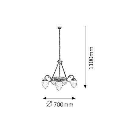 Rabalux - Lustr na řetězu 3xE14/40W+2xE27/60W