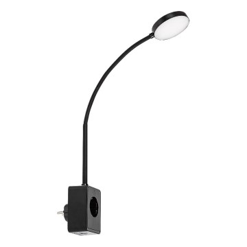 Rabalux - LED Stmívatelná nástěnná lampa LED/4W/230V s USB portem do zásuvky 3000/4000/6000K černá