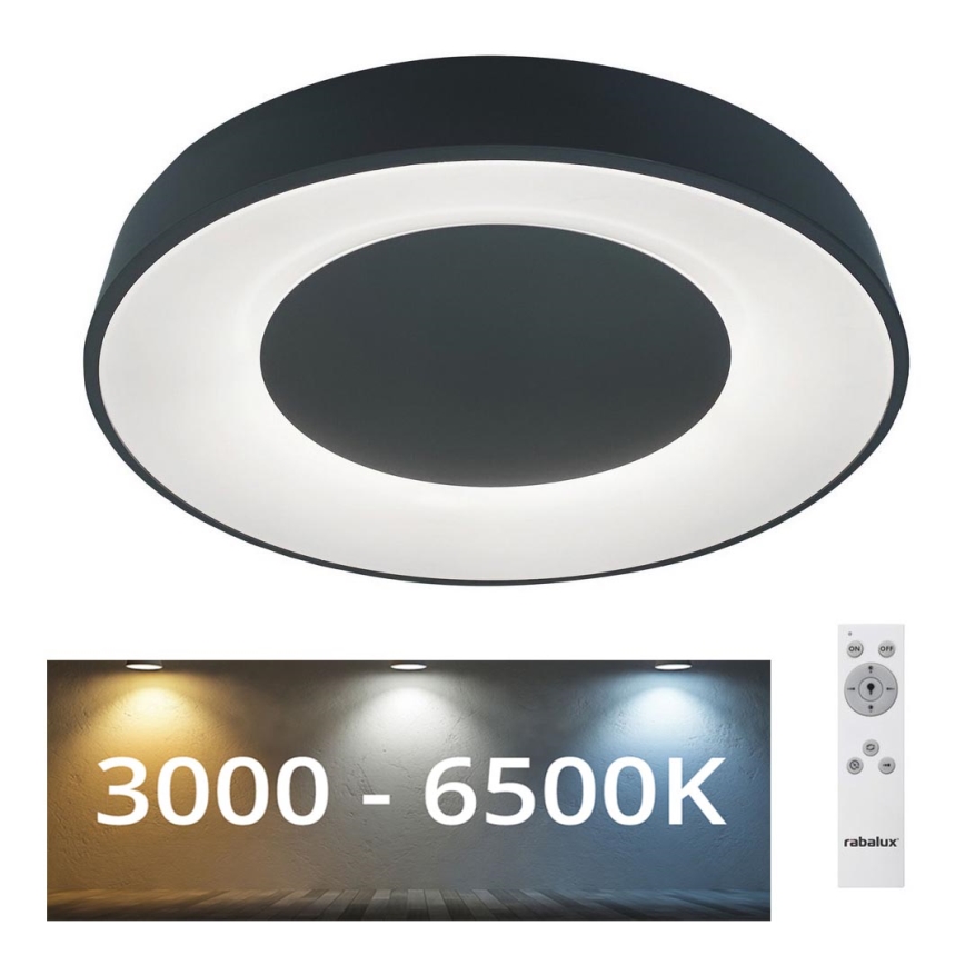 Rabalux - LED Stmívatelné stropní svítidlo LED/38W/230V černá 3000-6500K + dálkové ovládání pr. 48 cm