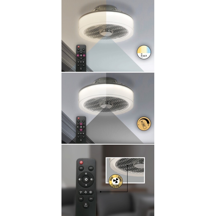 Rabalux - LED Stmívatelné stropní svítidlo s ventilátorem LED/30W/230V 3000-6000K + dálkové ovládání 