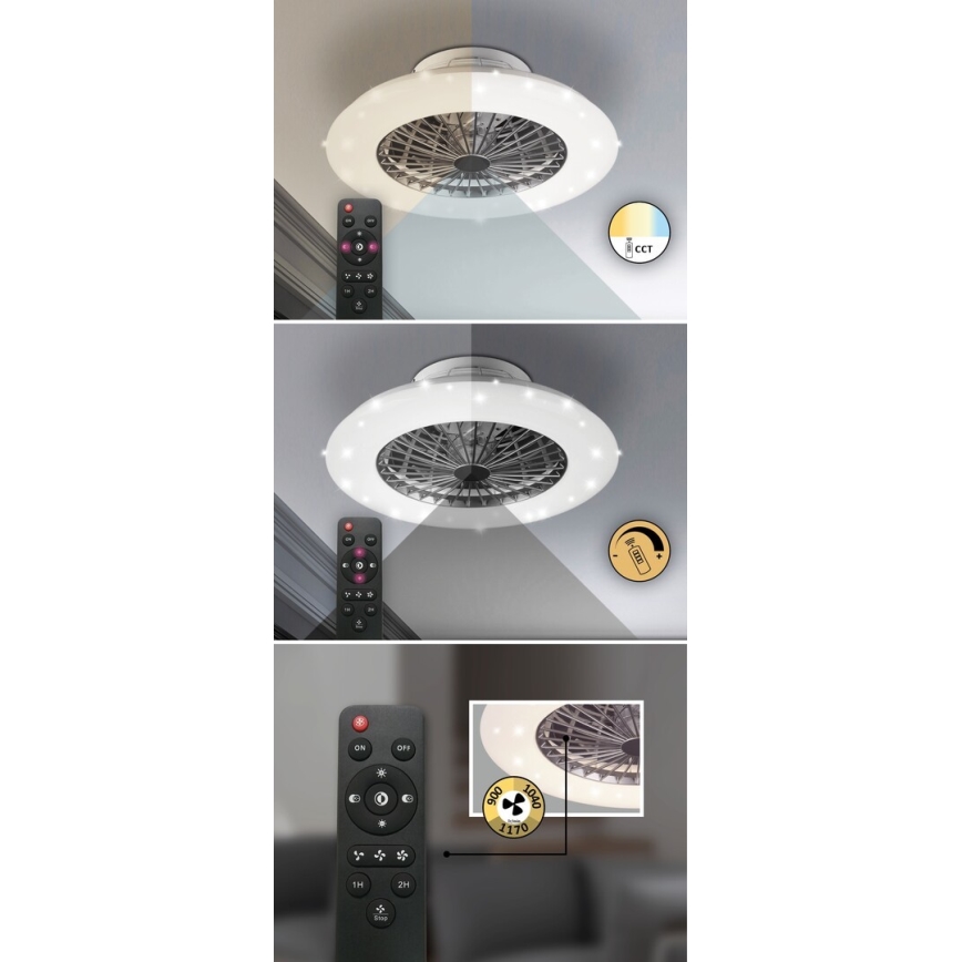 Rabalux - LED Stmívatelné stropní svítidlo s ventilátorem LED/30W/230V 3000-6500K + dálkové ovládání
