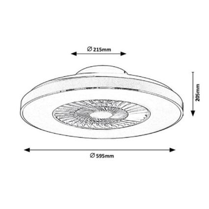 Rabalux - LED Stmívatelné stropní svítidlo s ventilátorem LED/40W/230V 3000-6500K + dálkové ovládání