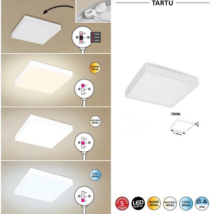 Rabalux - LED Stropní svítidlo LED/24W/230V 3000-6000K IP44 bílá