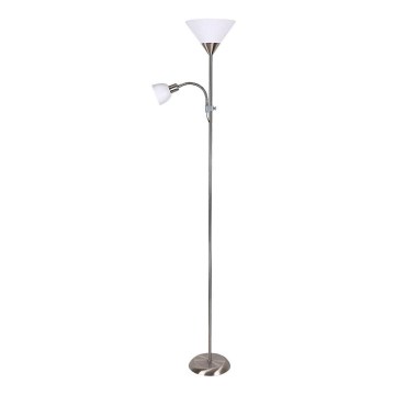 Rabalux - Stojací lampa ACTION 1xE27/100W/230V + 1xE14/25W matný chrom/bílá
